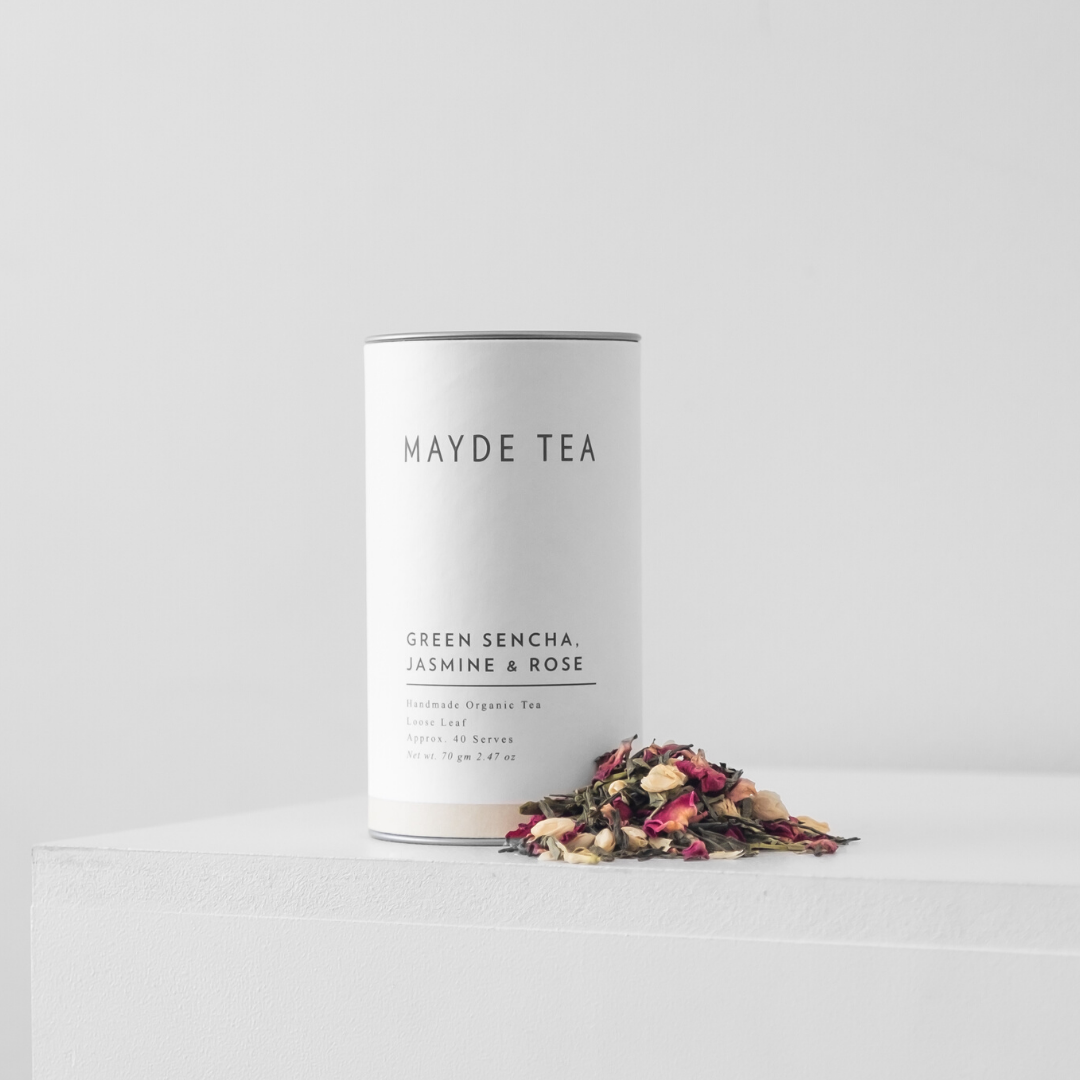 Mayde Tea 40 Serve Tube / No Mayde Tea - Green Sencha, Jasmine &amp; Rose