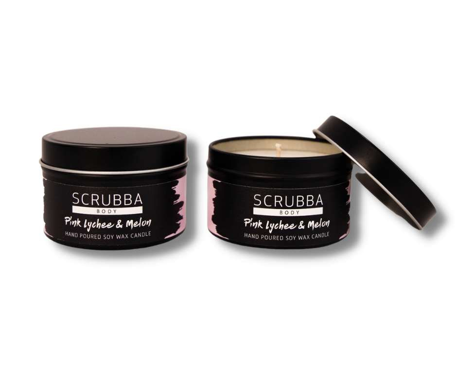 Scrubba Body Home Fragrances Pink Lychee & Melon Travel Candle Tin