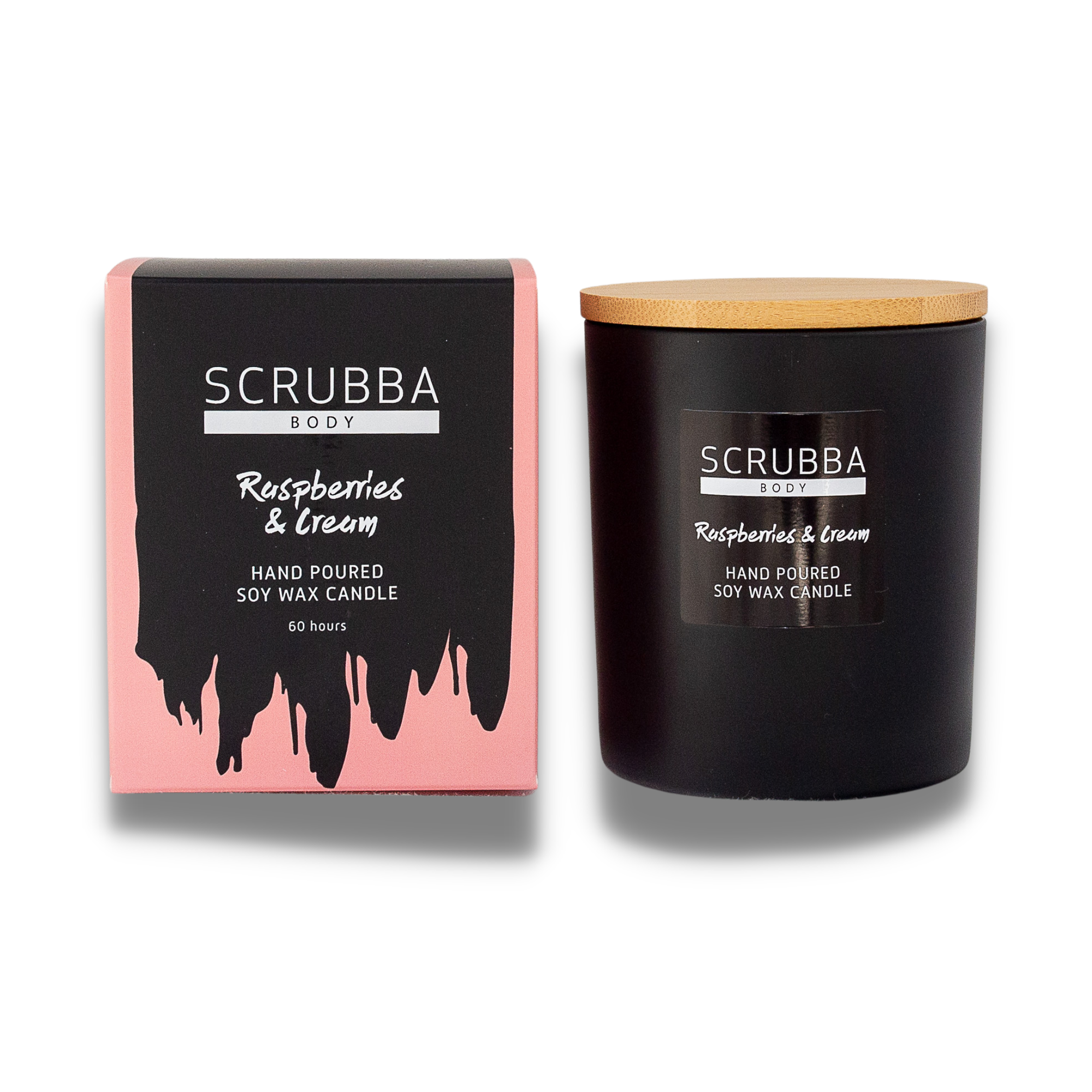 Scrubba Body Candle Raspberries & Cream Natural Soy Candle