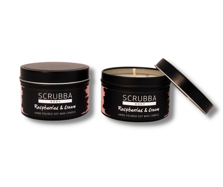 Scrubba Body Home Fragrances Raspberries & Cream Travel Candle Tin